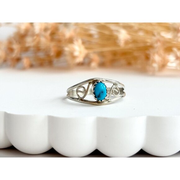 Native American Made TurquoiseVintage Southwest Style Cutout Ring - sz 8.25 - Picture 10 of 10